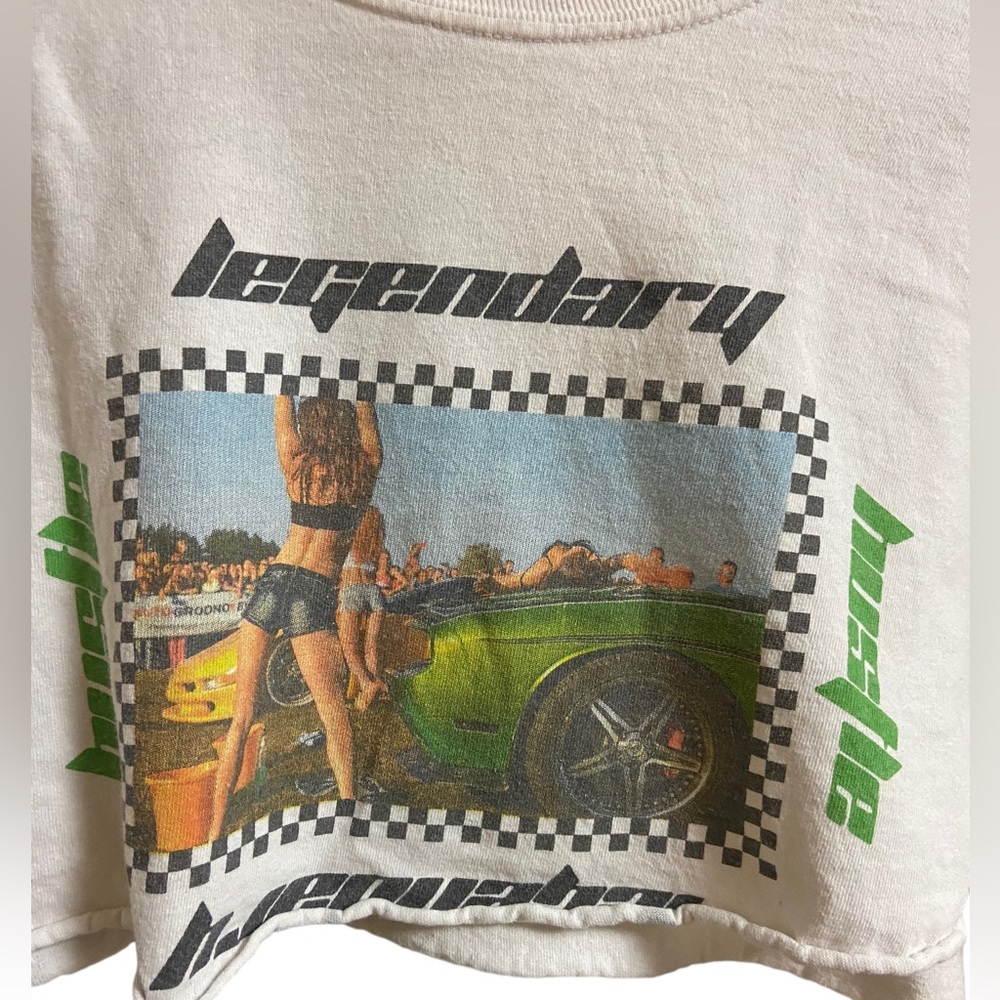 Gildan White Graphic Crop Top Tee